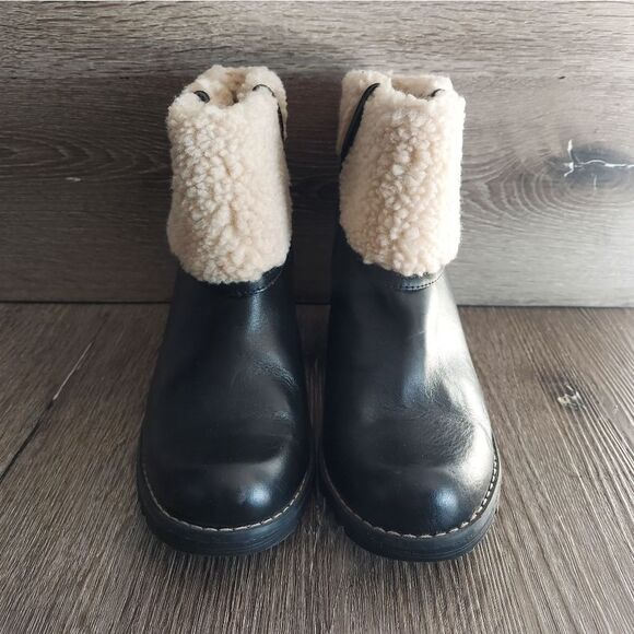 Skechers Parallel Shearling Ankle Boots in Black Leather Size 10 - Picture 2 of 10